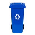 Kosz na śmieci 120L niebieski HDPE z gumowymi kołami