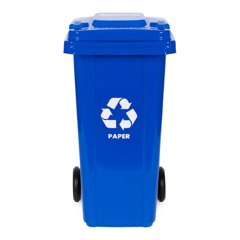 Kosz na śmieci 120L niebieski HDPE z gumowymi kołami