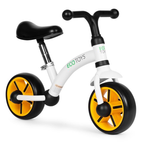 Rowerek biegowy Ecotoys stalowy biały koła EVA siodełko regulowane