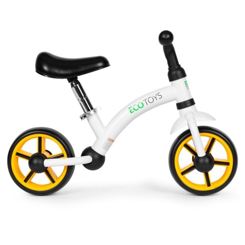 Rowerek biegowy Ecotoys stalowy biały koła EVA siodełko regulowane