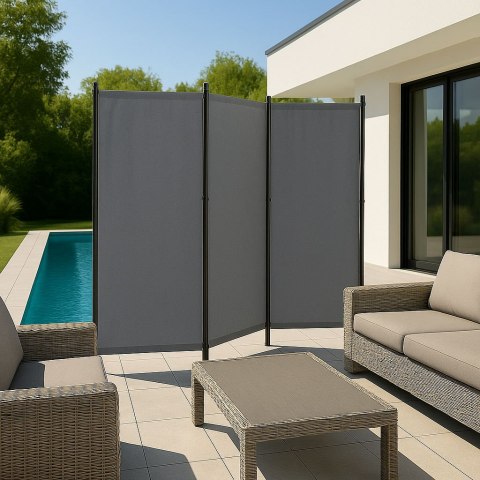 Parawan ogrodowy 3-panelowy MultiGarden 167x164 cm szary