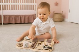 Drewniana Tablica Manipulacyjna Ecotoys Miś 12 Elementów Edukacyjnych