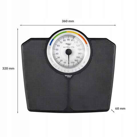 Waga łazienkowa mechaniczna Webber BMI do 180 kg czarna
