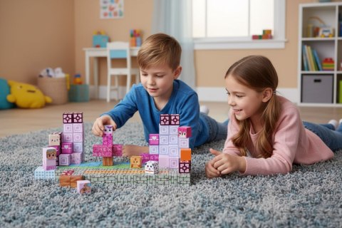 Klocki magnetyczne 140 elementów różowe sześciany