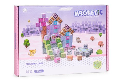 Klocki magnetyczne 113 elementów zestaw dla dzieci 3+