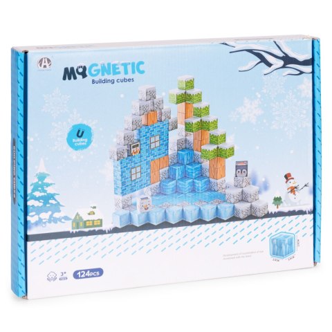 Klocki magnetyczne 124 elementy zima dla dzieci 3+