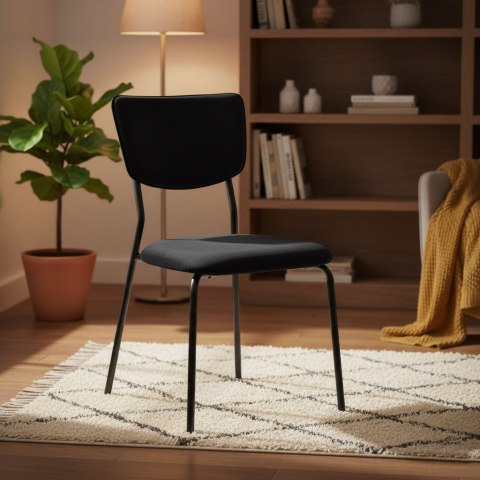 Komplet 4 krzeseł welurowych ModernHome czarne