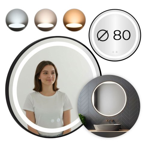 Lustro łazienkowe LED 80 cm 3 barwy ModernHome