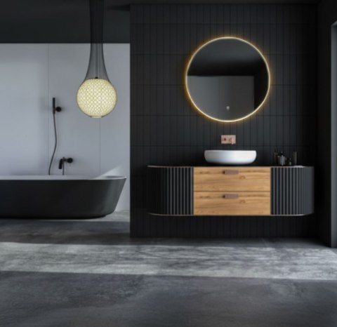 Lustro łazienkowe LED okrągłe ścienne 80 cm 3 barwy włącznik dotykowy ModernHome