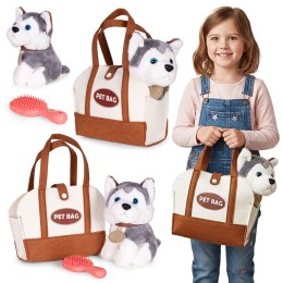 Pluszowy Piesek Husky W Torebce Z Szczotką Do Pielęgnacji Dla Dzieci