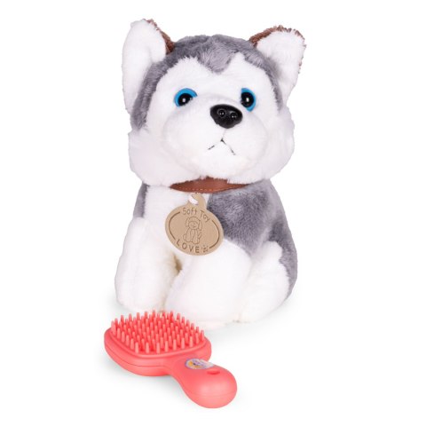 Pluszowy Piesek Husky W Torebce Z Szczotką Do Pielęgnacji Dla Dzieci