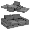 Sofa modułowa dla dzieci ECOTOYS 10 poduch szara szenil