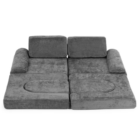 Sofa modułowa dla dzieci ECOTOYS 10 poduch szara szenil