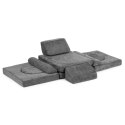 Sofa modułowa dla dzieci ECOTOYS 10 poduch szara szenil