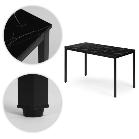 Stół ModernHome 120x60 cm czarny marmur do kuchni i biura