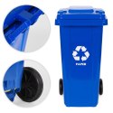 Zestaw 4 koszy na śmieci pojemniki 4x120L niebieski zielony żółty czarny makulatura szkło plastik odpady zmieszane gumowe koła