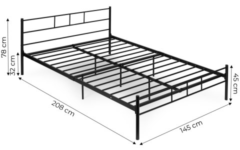 Łóżko metalowe 140x200 cm ModernHome czarna rama