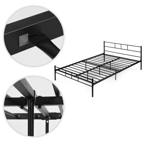 Łóżko metalowe ModernHome 160x200 cm czarna rama