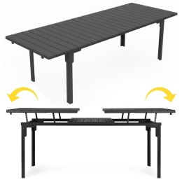 Stół ogrodowy rozkładany 180-240 cm do 12 os. stal HDPE szary MultiGarden