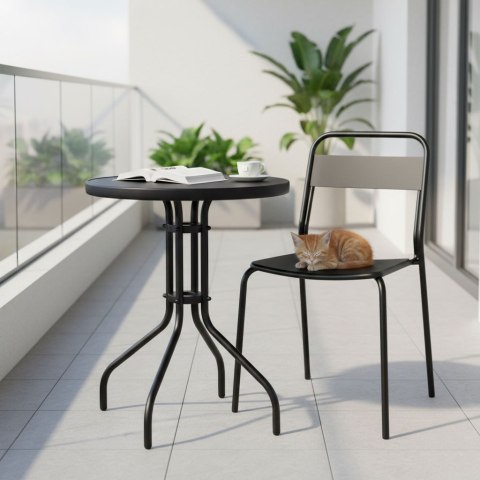 Stolik ogrodowy MultiGarden 60 cm szkło hartowane czarny