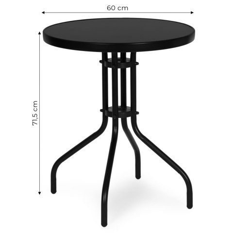 Stolik ogrodowy MultiGarden 60 cm szkło hartowane czarny