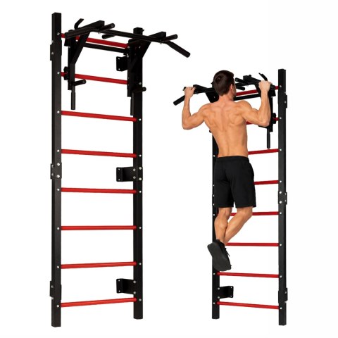 Drabinka gimnastyczna MOVEPRO 215 cm czarna z drążkiem