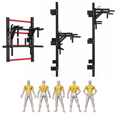 Drabinka gimnastyczna MOVEPRO 215 cm czarna z drążkiem