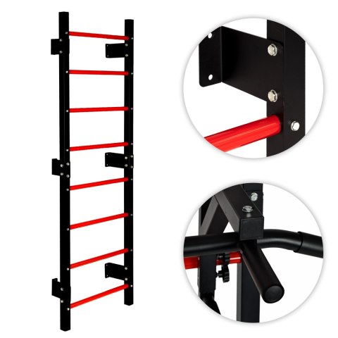 Drabinka gimnastyczna MOVEPRO 215 cm czarna z drążkiem