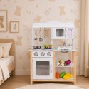 Drewniana Kuchnia Dla Dzieci ECOTOYS Biała Z Piekarnikiem I Akcesoriami