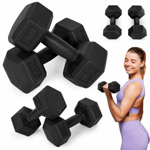 Hantle sześciokątne MOVEPRO 2x2 kg czarne