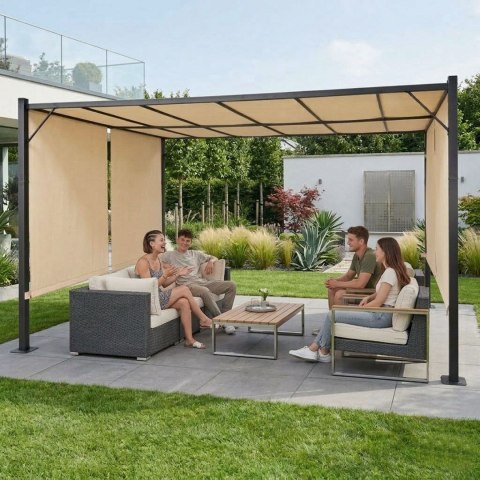 Pergola ogrodowa MultiGarden 3x4 m stalowa beżowa