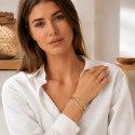 Bransoletka na rękę stal chirurgiczna pozłacana 14k złotem, obręcz cyrkonie BST1786