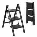 Drabina stalowa 3-stopniowa ModernHome czarna 150 kg