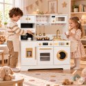 Duża Drewniana Kuchnia Ecotoys Dla Dzieci Ekspres Kostkarka Biała