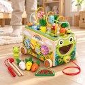 Drewniana Kostka Edukacyjna Ecotoys 8w1 Wózek Sorter Cymbałki Żabka