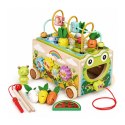 Drewniana Kostka Edukacyjna Ecotoys 8w1 Wózek Sorter Cymbałki Żabka