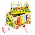 Drewniana Kostka Edukacyjna Ecotoys 8w1 Wózek Sorter Cymbałki Żabka