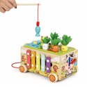 Drewniana Kostka Edukacyjna Ecotoys 8w1 Wózek Sorter Cymbałki Żabka