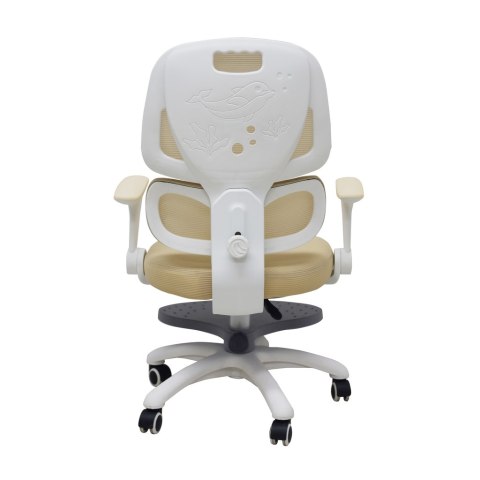 Ergonomiczne krzesło biurowe dla dziecka z regulowanym podnóżkiem beżowe