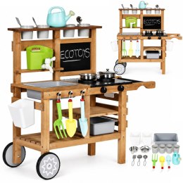 Kuchnia Błotna Ecotoys Drewniana Dla Dzieci 16 Akcesoriów Outdoor