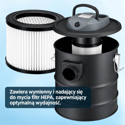 Przemysłowy odkurzacz kominkowy do pieca popiołu sadzy żaroodporny 15l 800W