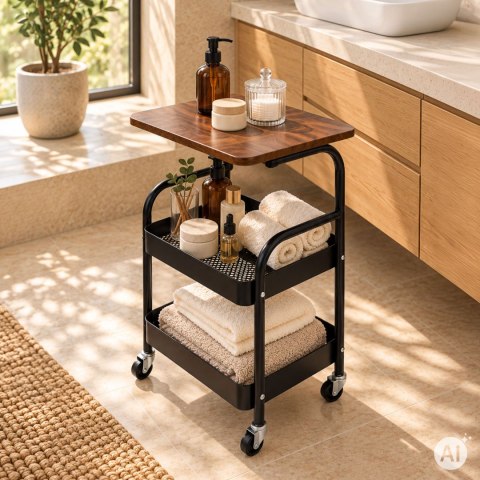 Regał metalowy na kółkach ModernHome 3 poziomy 42x29x75,5 cm