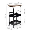 Regał metalowy na kółkach ModernHome 3 poziomy 42x29x75,5 cm