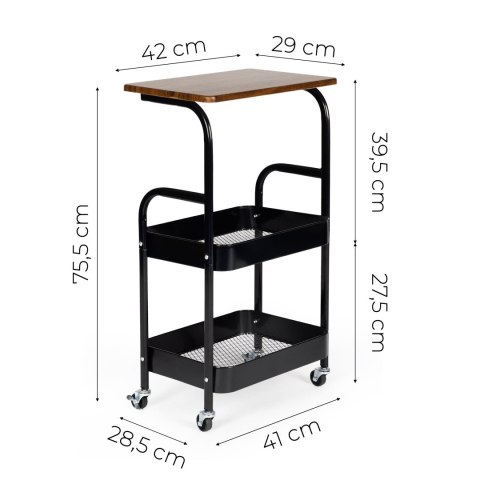 Regał metalowy na kółkach ModernHome 3 poziomy 42x29x75,5 cm