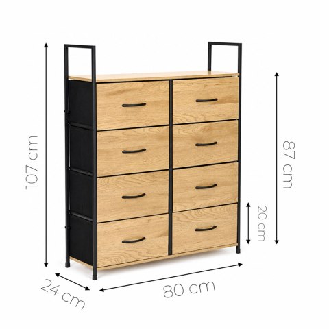 Szafka ModernHome 8 szuflad materiałowych 80 cm loft