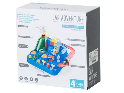 Tor przeszkód interaktywny samochodowy wyścigi parking 4 pojazdy auto autobus radiowóz wóz strażacki helikopter 24x24cm XL