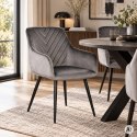 2x krzesło tapicerowane welurowe ModernHome ciemny szary