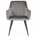 2x krzesło tapicerowane welurowe ModernHome ciemny szary