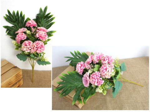 Bukiet wiązanka mieszana DALIA GERBERA wys. 40 cm 7 łodyg 7 kwiatów 6 cm RÓŻOWA MZ-405B