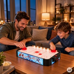 Cymbergaj Air Hockey Ecotoys 58 cm Stół Powietrzny LED Zestaw Akcesoriów